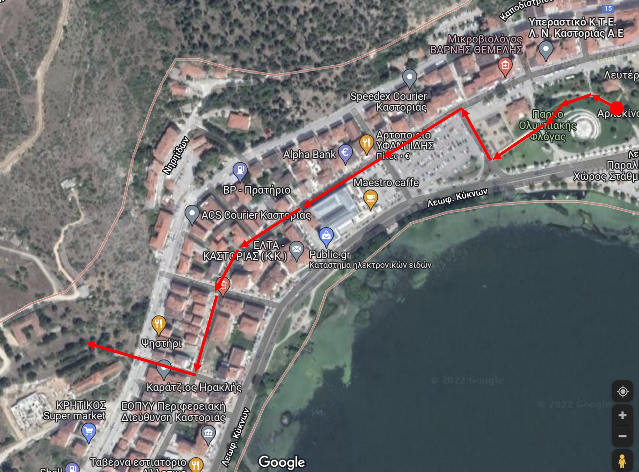 Kastoria Trail Running map in the city