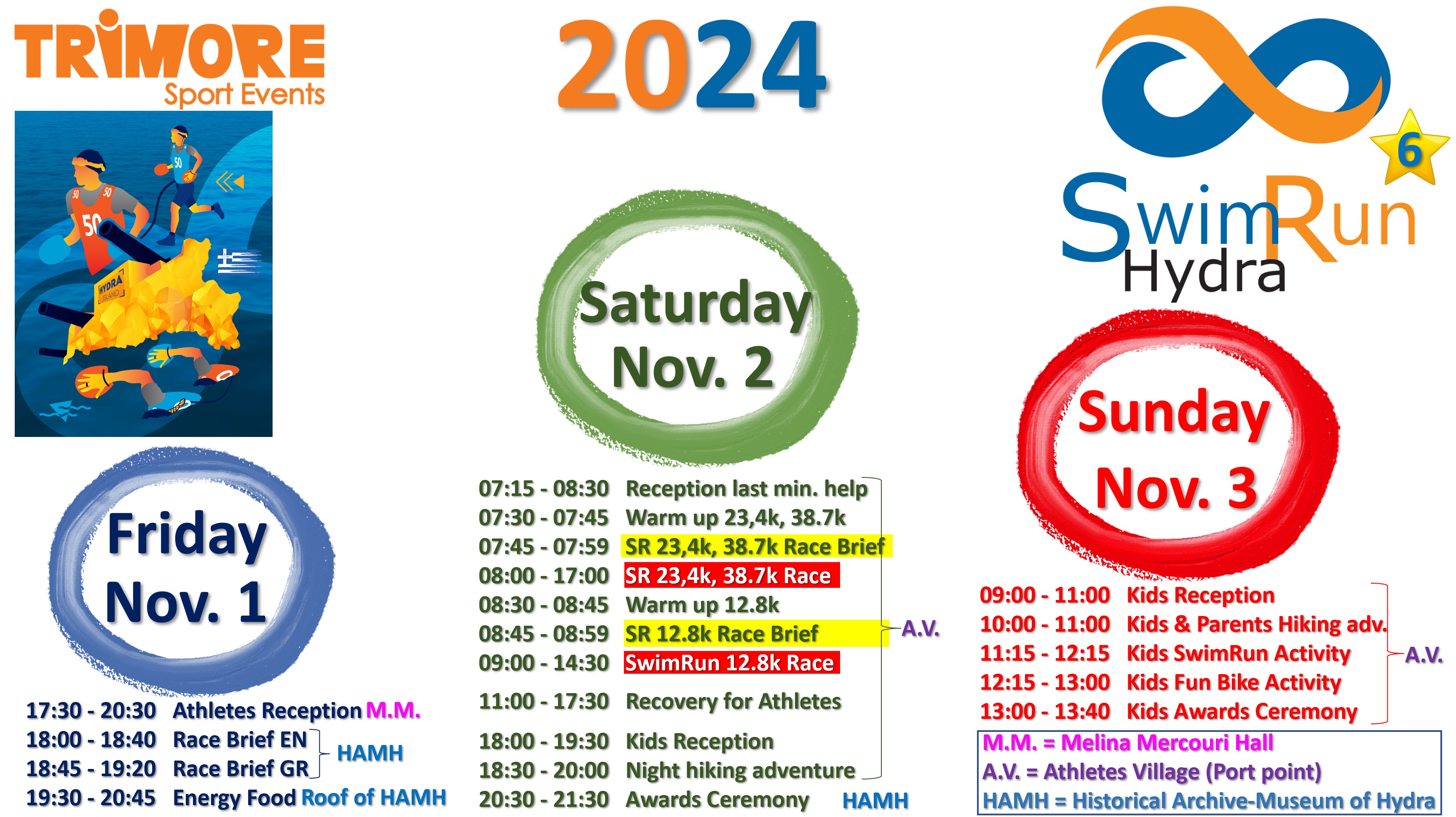 20241 TRIMORE SwimRun Hydra Events Schedule